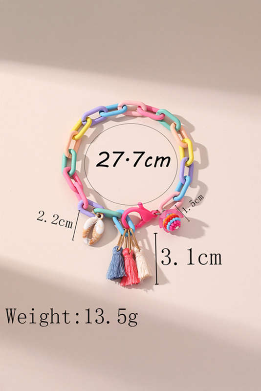 Bonbon Shell Tassel Colorful Chain Link Adjustable Anklet