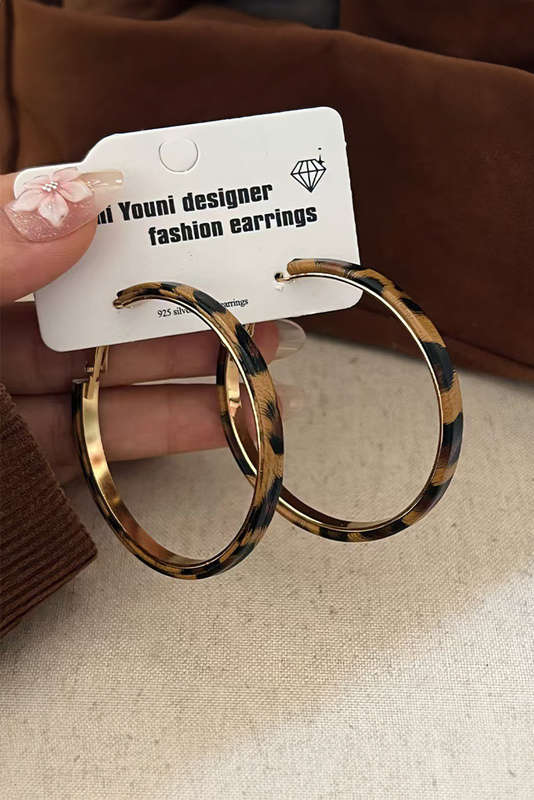Thai Curry Stainless Alloy Leopard Hoop Earrings