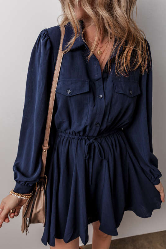 Blue V-Neck Knitted Summer Top with Exposed Seams