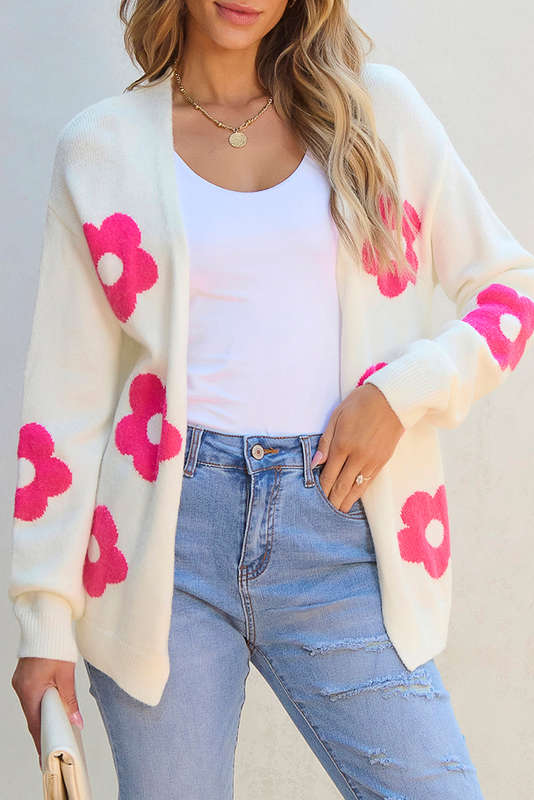 Pink Boho Floral Puff Sleeve Summer Blouse