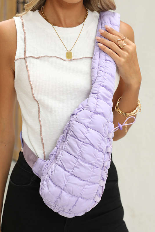 Wisteria Marshmallow Quilted Drawstring Decor Sling Bag