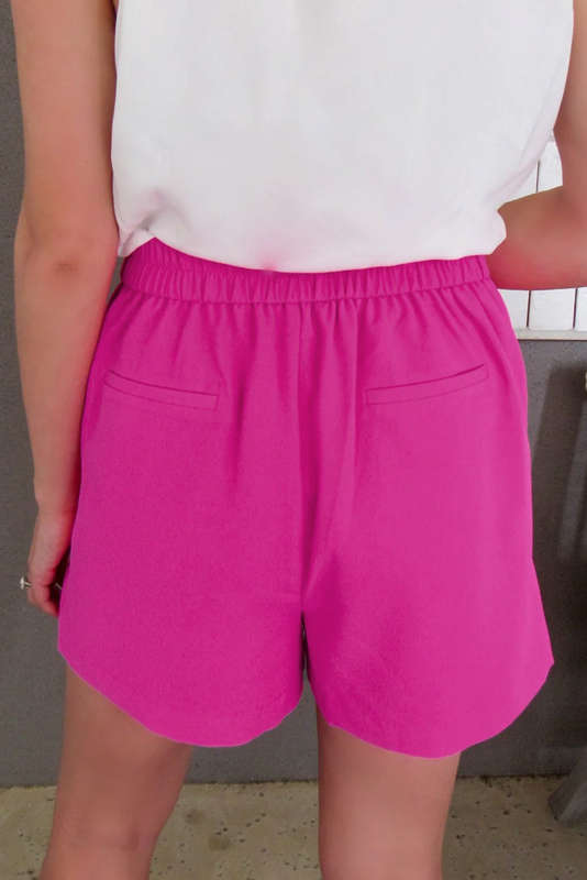 Sachet Pink Half Elastic Waist Casual Pocketed Shorts