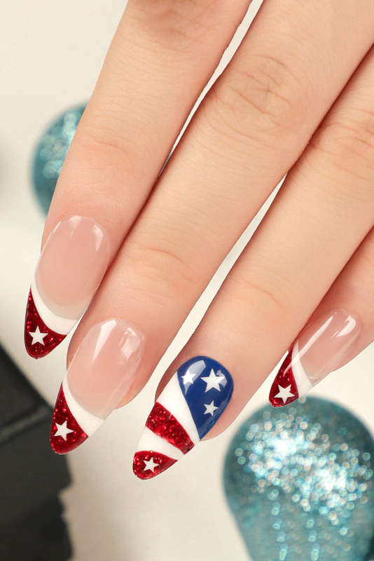 Red Independence Day Nails Stickers