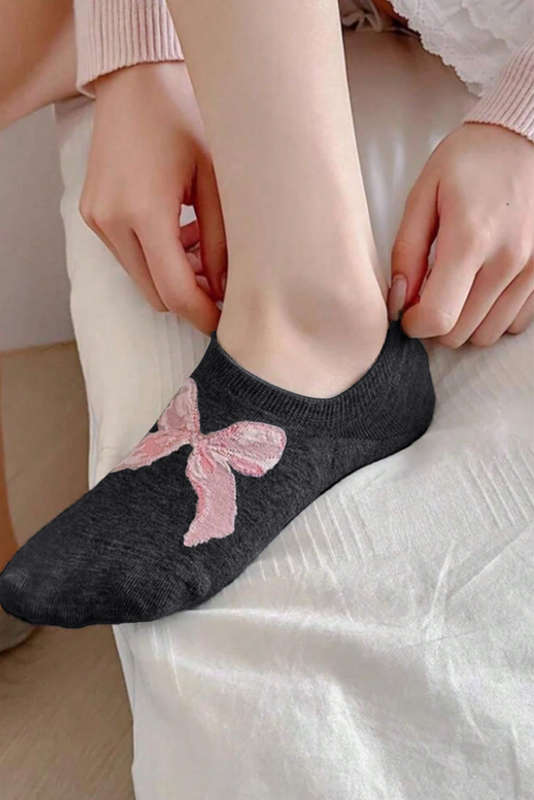 Black Bow Knot Soft No Show Socks