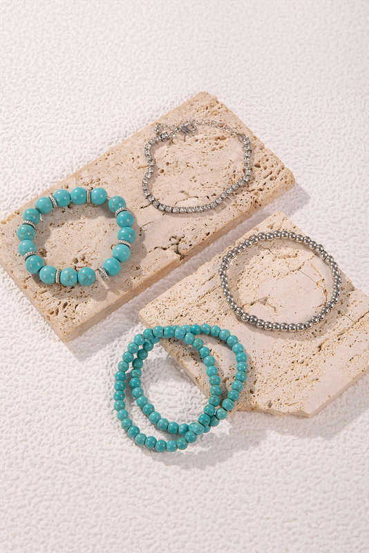 Turquoise Multilayer Alloy Rhinestone Beading Bracelet