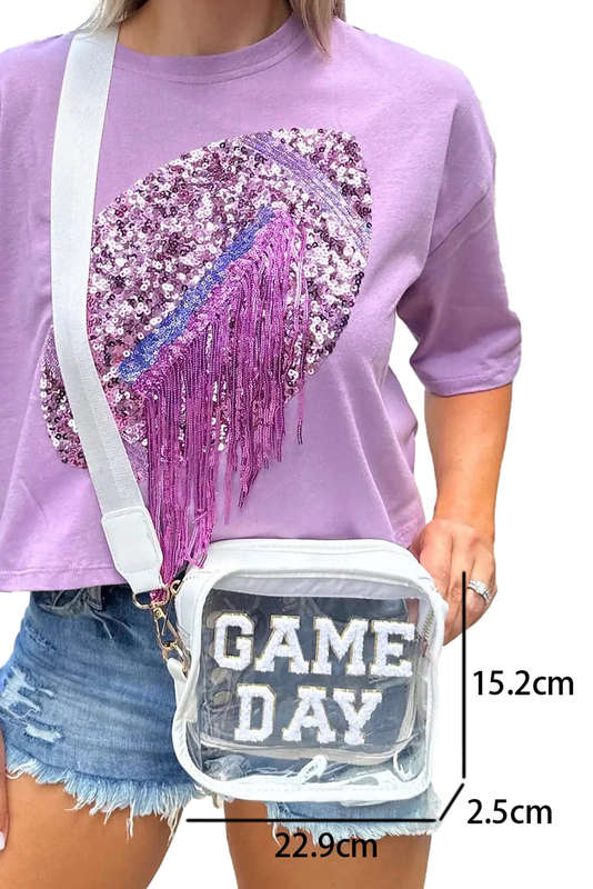 White GAME DAY Rugby Football Clear Shoulder Bag