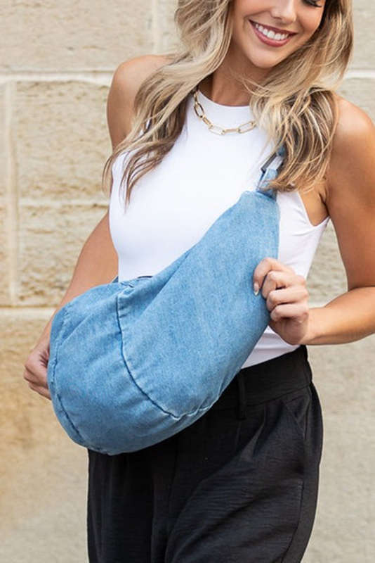 Dusk Blue Large Capacity Denim Crossbody Bag