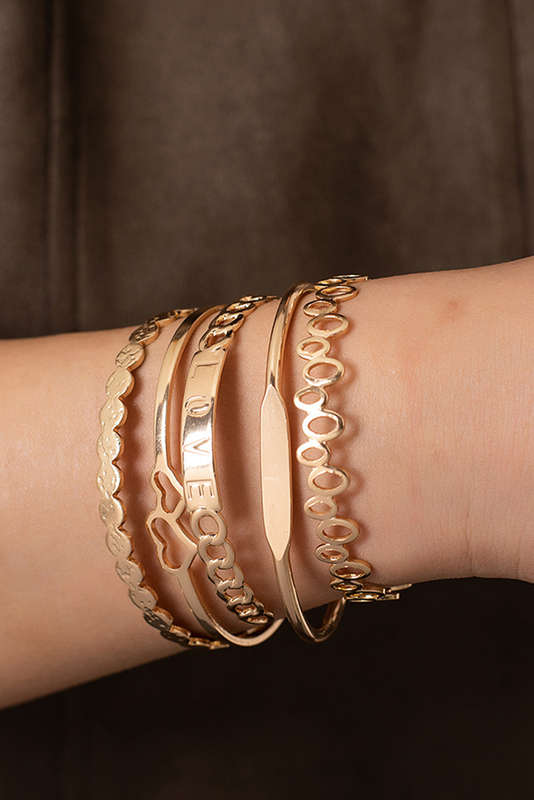 Gold Plated Valentines Bracelet 5pcs Set