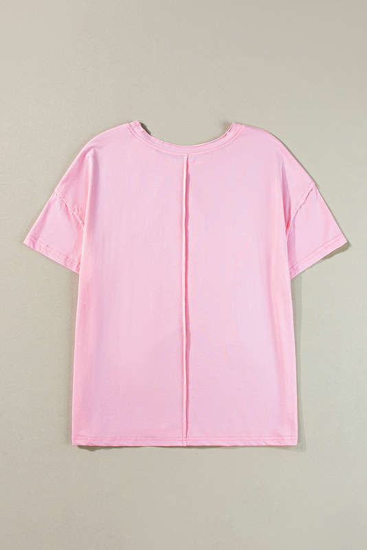 Pink Star Patchwork Loose T-shirt