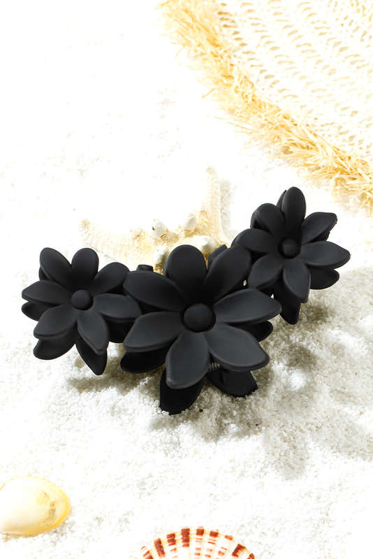 Black Flower Shape Frosted Large Hair Claw Clip