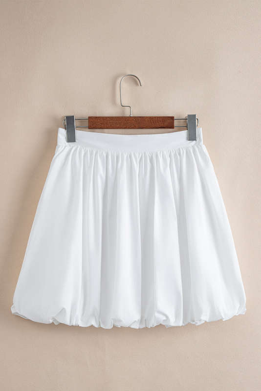 White Bubble Mini Skirt with Pockets