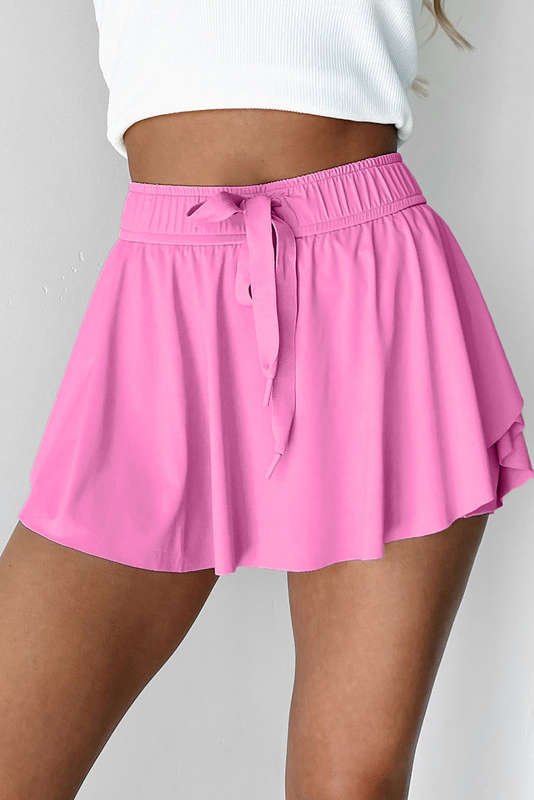 Bonbon Drawstring High Waist Lined Tennis Skorts