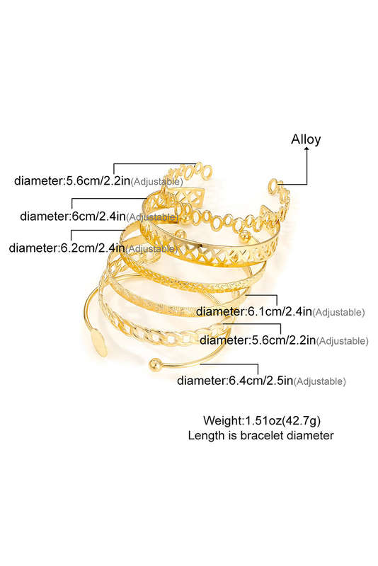 Gold Multi Layered Opening Plated Bangle Set