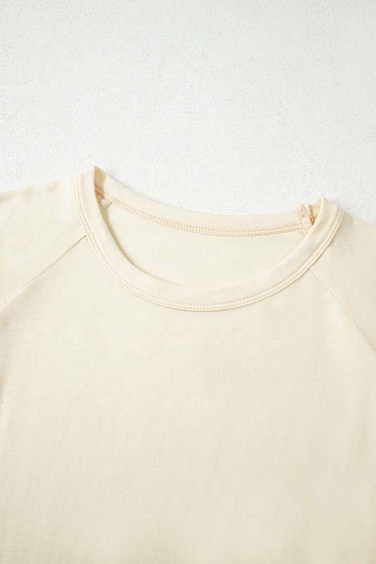 White Color Block Stitched Sleeve Loose T Shirt