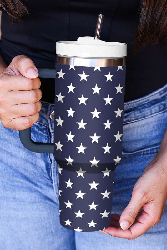 Sail Blue Star Printed Thermos Cup with Handle 40oz
