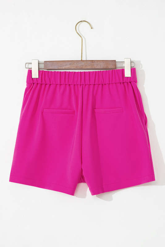 Sachet Pink Half Elastic Waist Casual Pocketed Shorts