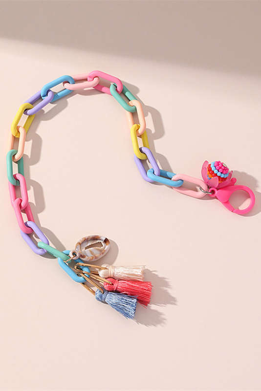 Bonbon Shell Tassel Colorful Chain Link Adjustable Anklet