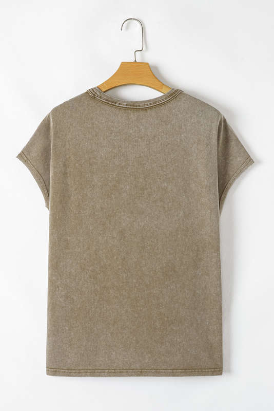 Sage Green Vintage Washed Short Dolman Sleeve Oversized T Shirt