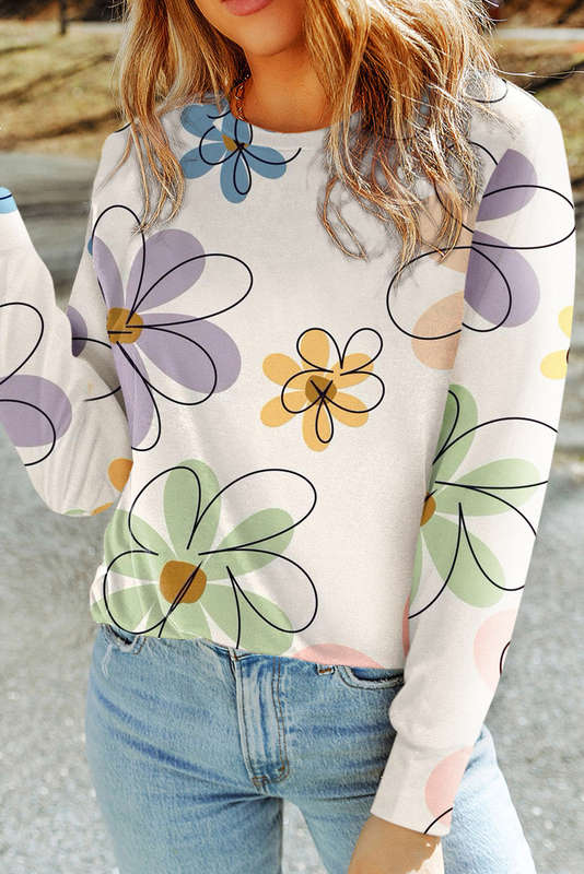 Pink Boho Floral Puff Sleeve Summer Blouse