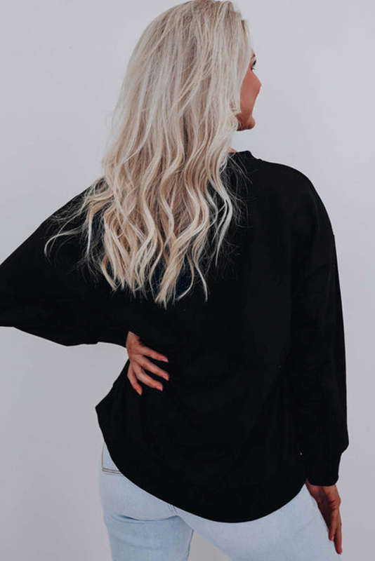 Black Colorful Merry & Bright Tinsel Graphic Sweater