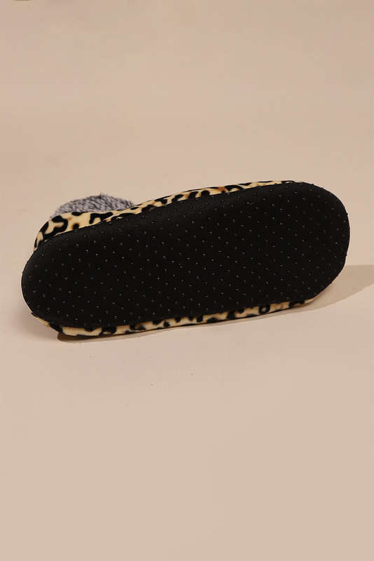 Beige Leopard Print Thermal Lined Socks
