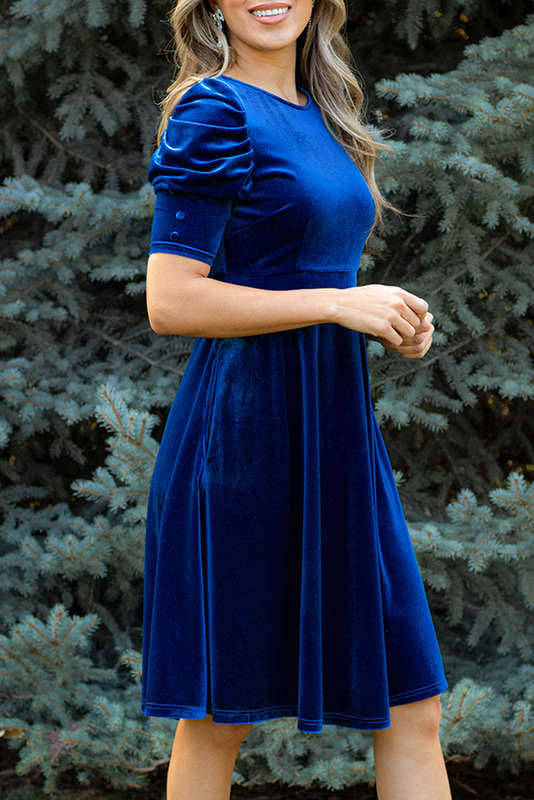 Blue V-Neck Knitted Summer Top with Exposed Seams