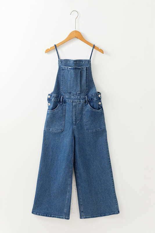 Blue V-Neck Knitted Summer Top with Exposed Seams