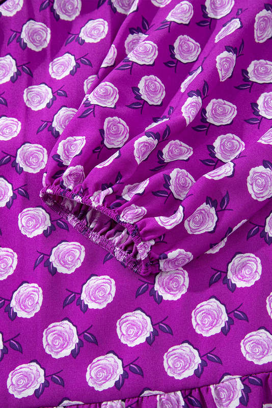 Purple Boho Printed Half Sleeve Maxi Dress