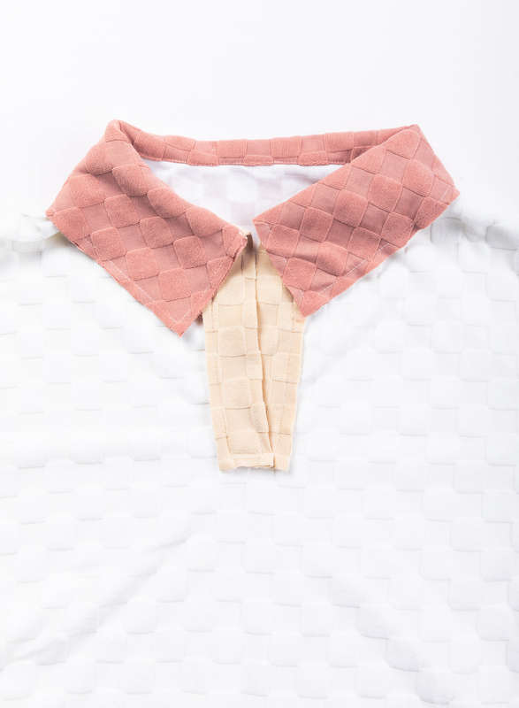 White Plaid Patchwork Exposed Seam V Neck Loose Blouse