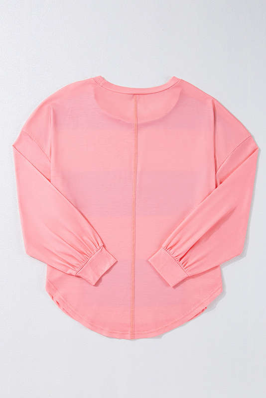 Light Blue Colorblock Striped Drop Shoulder Loose Top