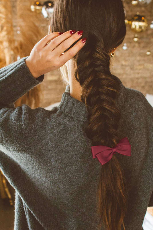 Burgundy Double Bow Scrunchy Hair Tie