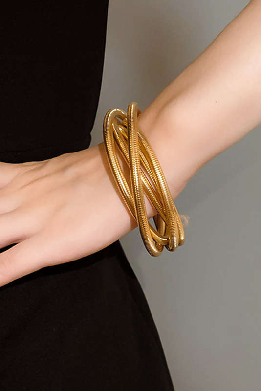 Gold Twist Stacked Exaggerated Alloy Bracelet