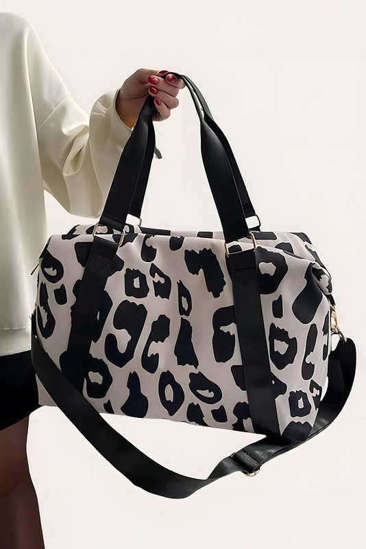 Color black Leopard Print Large Travel Bag