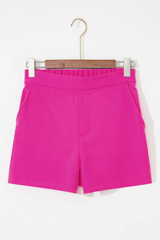 Sachet Pink Half Elastic Waist Casual Pocketed Shorts