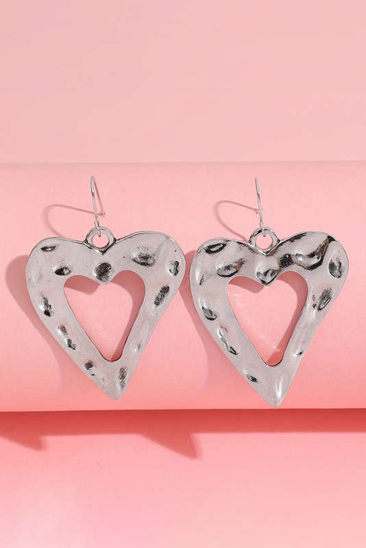 White Valentine Hollowed Heart Shape Earrings