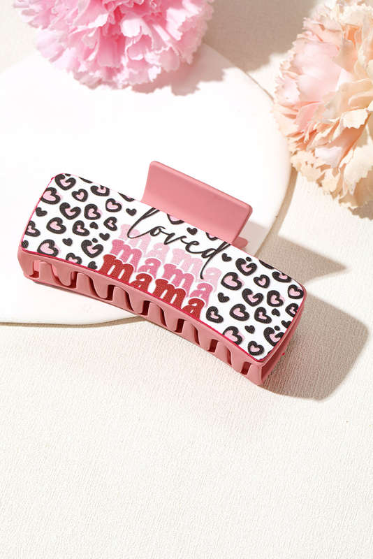 Sachet Pink Loved Mama Heart Print Large Hair Claw Clip