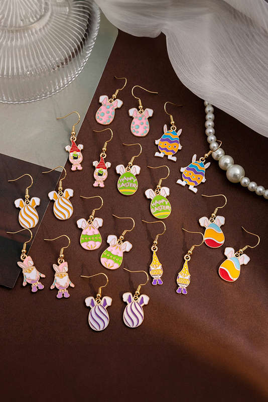 Light Green HAPPY EASTER Bunny Egg Pendant Hook Earrings