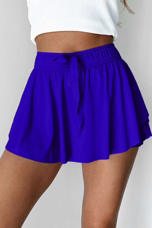 Blue V-Neck Knitted Summer Top with Exposed Seams