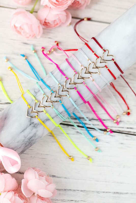 Casual 12Pcs Minimalist Multi Colors Heart Shaped Bracelets