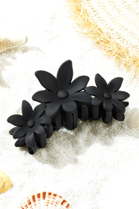 Black Flower Shape Frosted Large Hair Claw Clip