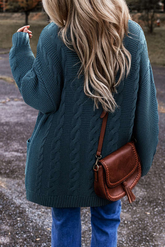 Blue V-Neck Knitted Summer Top with Exposed Seams