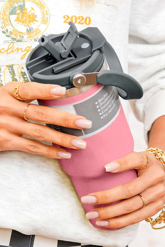 Peach Blossom Minimalist Insulated Vacuum Cup with Handle 30oz
