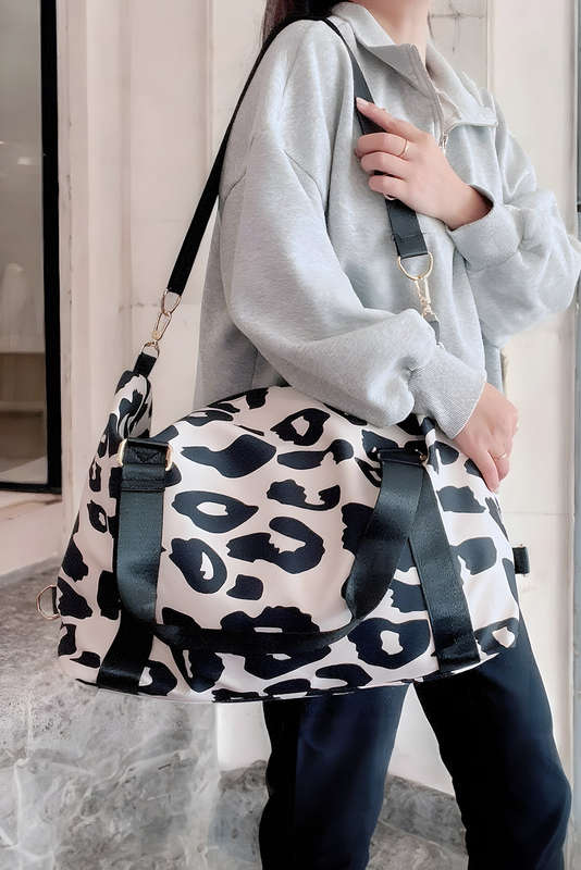 Color black Leopard Print Large Travel Bag