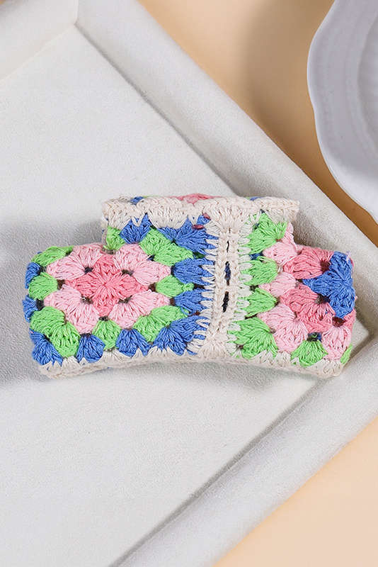 Dark Blue Flower Crochet Cover Hair Clawclip