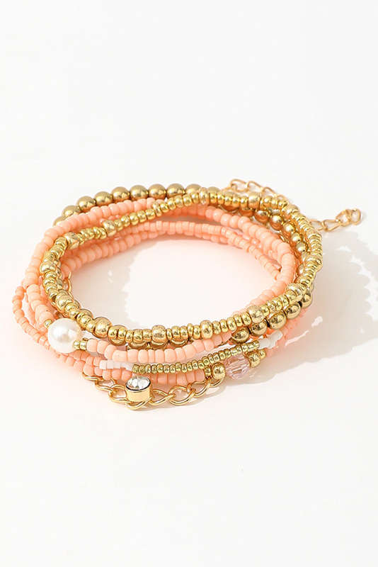 Gold Simple Beaded Multi Layer Bracelet