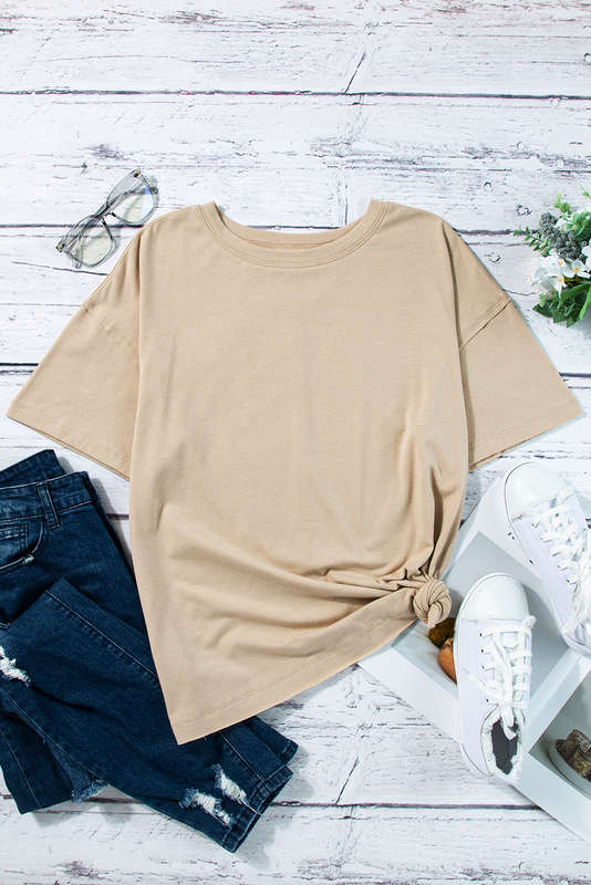 Parchment Raw Seam Patchwork Drop Shoulder Oversize T Shirt