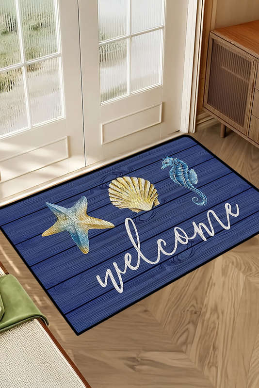 Bluing Welcome Beach Theme Pattern Non Slip Door Mat