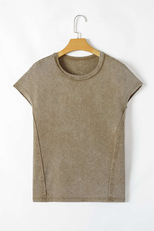 Sage Green Vintage Washed Short Dolman Sleeve Oversized T Shirt