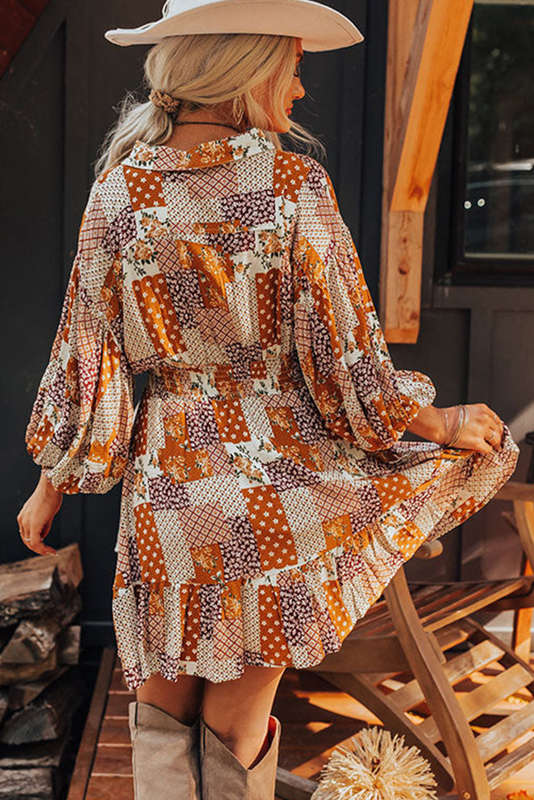 Pink Boho Floral Puff Sleeve Summer Blouse