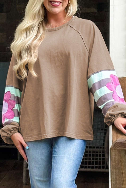 Pink Boho Floral Puff Sleeve Summer Blouse
